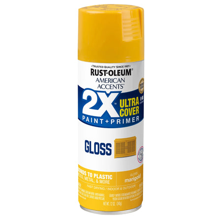 6 Pack, Marigold American Accents 2X Ultra Cover Gloss Spray Paint-327896, 12 Oz