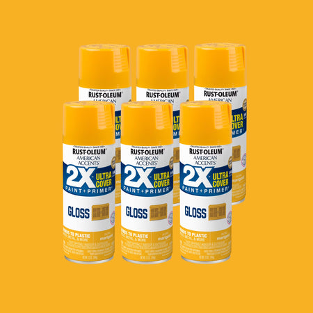 6 Pack, Marigold American Accents 2X Ultra Cover Gloss Spray Paint-327896, 12 Oz