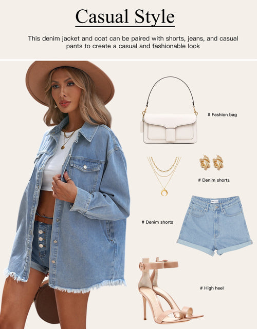 Load image into Gallery viewer, Denim Jacket for Women Long Sleeve Boyfriend Jean Jacket Loose Coat White XL Female

