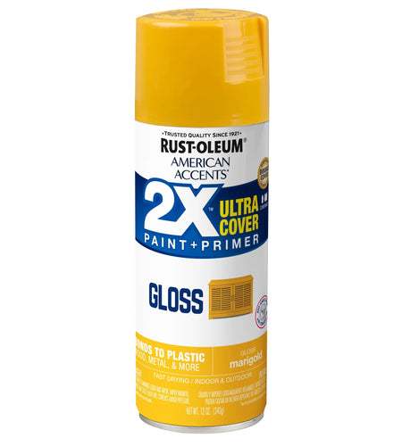 6 Pack, Marigold  American Accents 2X Ultra Cover Gloss Spray Paint-327896, 12 Oz