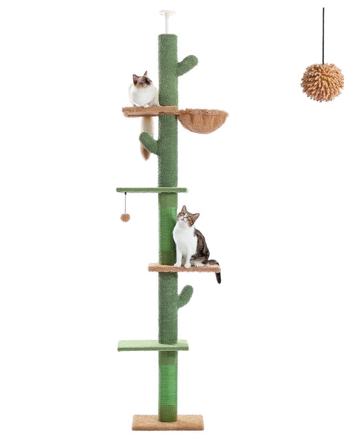 Load image into Gallery viewer, Tall Cat Tree Cactus Floor to Ceiling Cat Tower 95-108" Sisal Scratching Post for Indoor Cats
