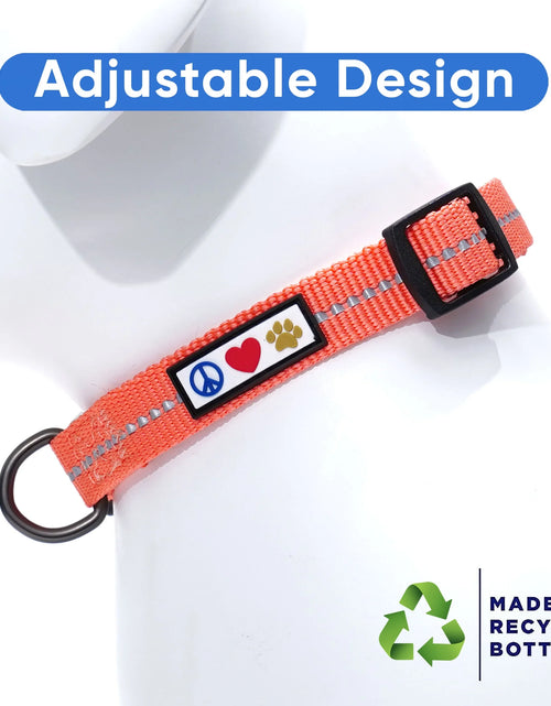 Load image into Gallery viewer, Recycled Dog Collar with Reflective Puppy Collar Small Coral
