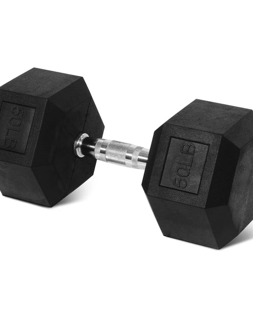 Load image into Gallery viewer, Rubber Encased Hex Dumbbell, 50Lbs, Single
