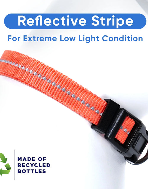 Load image into Gallery viewer, Recycled Dog Collar with Reflective Puppy Collar Small Coral
