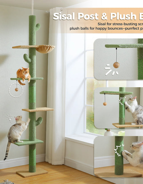 Load image into Gallery viewer, Tall Cat Tree Cactus Floor to Ceiling Cat Tower 95-108" Sisal Scratching Post for Indoor Cats
