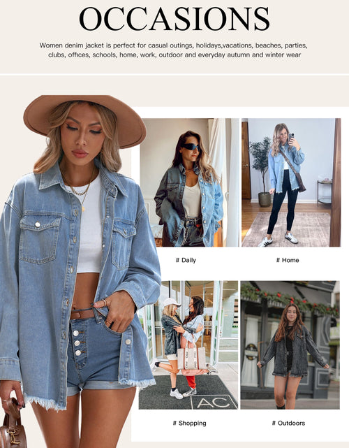 Load image into Gallery viewer, Denim Jacket for Women Long Sleeve Boyfriend Jean Jacket Loose Coat White XL Female
