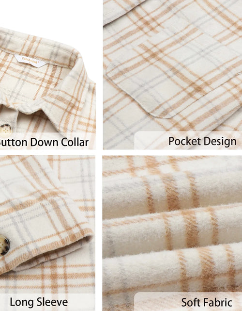 Load image into Gallery viewer, Womens Plaid Shirts Flannel Shacket Jacket Long Sleeve Button down Shirts Blouses Tops
