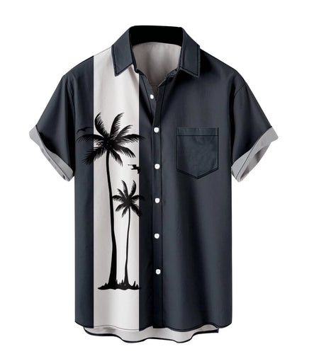 Men'S Summer Trendy Hawaiian Style Short Sleeve Casual Shirts Mens T-Shirts Shirts for Men Fashion Mens T Shirts Casual Navy,S