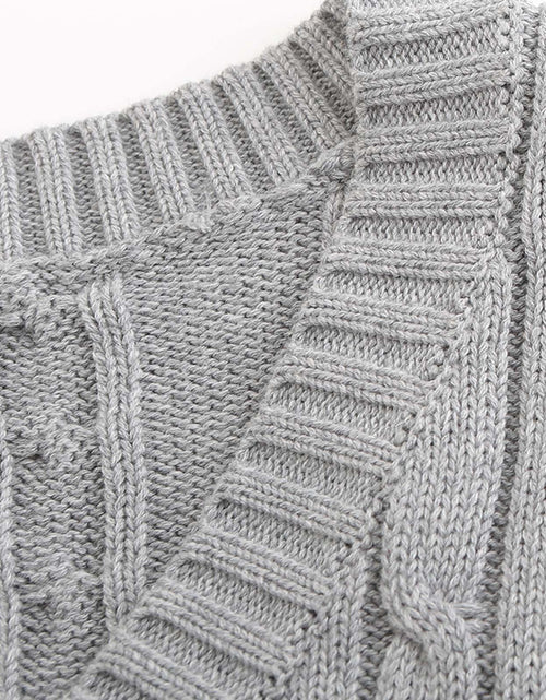 Load image into Gallery viewer, Men'S Cable Knit V Neck Relax Fit Sleeveless Knitwear Pullover Sweater Vest
