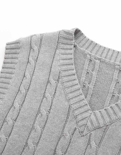 Load image into Gallery viewer, Men'S Cable Knit V Neck Relax Fit Sleeveless Knitwear Pullover Sweater Vest
