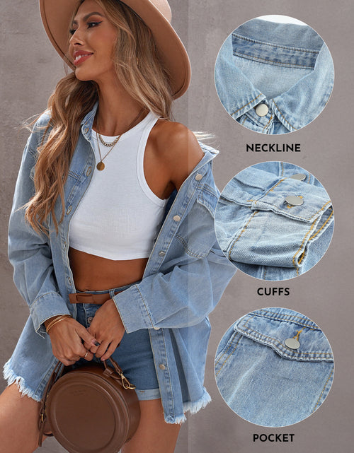 Load image into Gallery viewer, Denim Jacket for Women Long Sleeve Boyfriend Jean Jacket Loose Coat White XL Female
