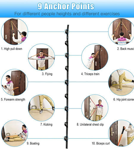 Nylon Door Anchor Strap for Resistance Exercise, Resistance Bands Portable Home Gym.Punching-Free