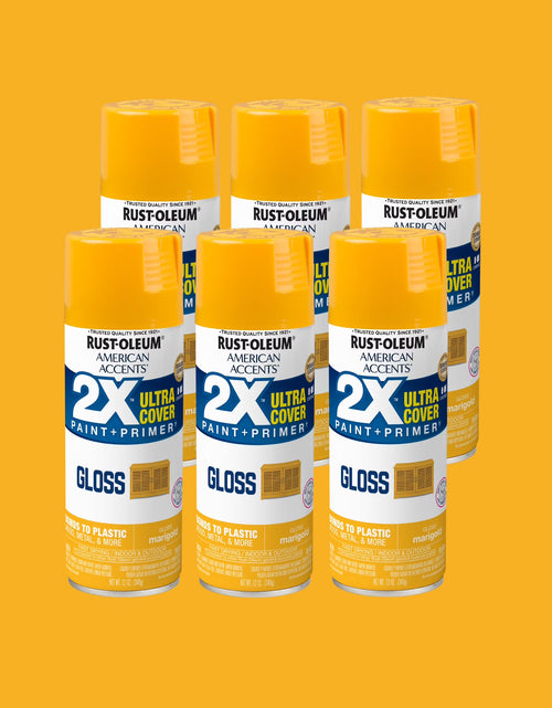 Load image into Gallery viewer, 6 Pack, Marigold  American Accents 2X Ultra Cover Gloss Spray Paint-327896, 12 Oz
