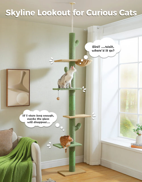 Load image into Gallery viewer, Tall Cat Tree Cactus Floor to Ceiling Cat Tower 95-108" Sisal Scratching Post for Indoor Cats
